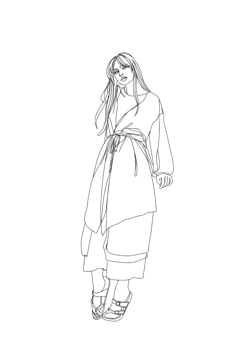 Kimono Naranja Nº1249 — Arte de Línea