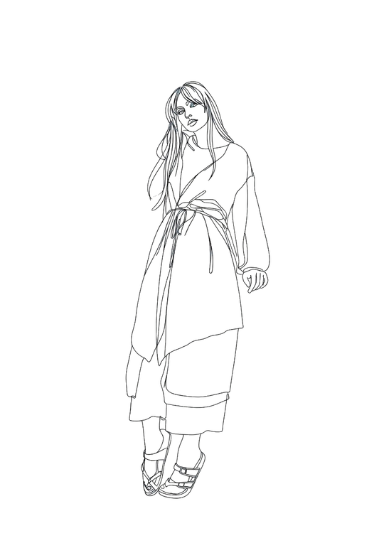 Kimono Naranja Nº1249 — Arte de Línea
